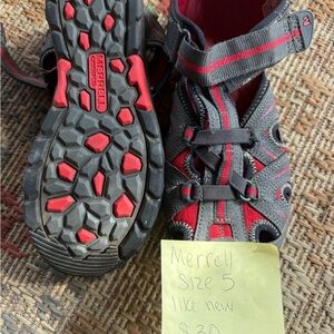 Merrell Gray and Red Outdoor Sandals with Rugged Design